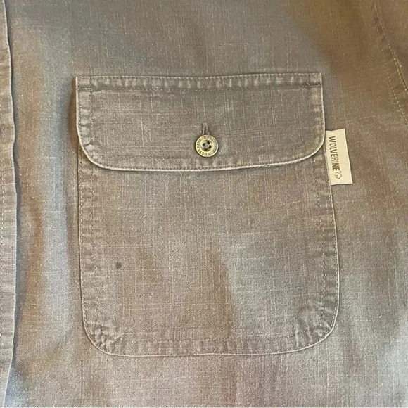 Wolverine Men’s Gray Button Up Long Sleeved Work Shirt Large Pockets Outdoor - Picture 11 of 11